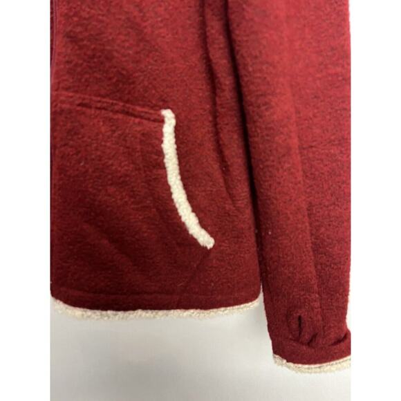 KUHL Apres Hoodie Woman’s Large Full Zip Alfpaca Fleece Shearling Jacket Red - Picture 3 of 9